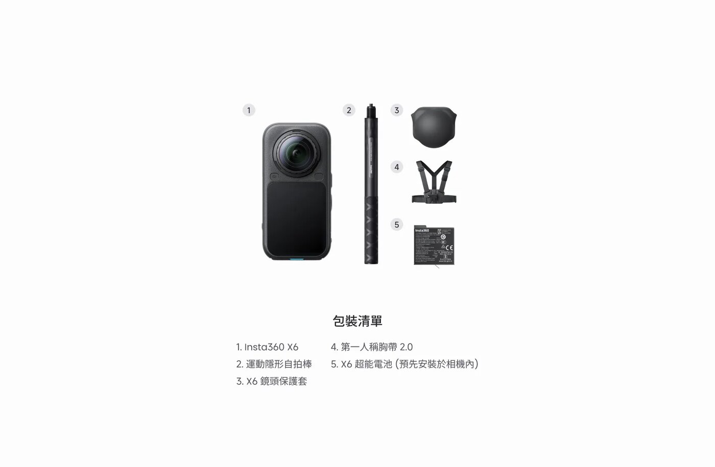 Insta360 X6 雙板滑雪套裝包裝清單